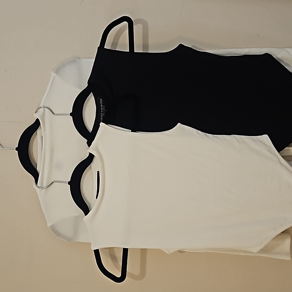 COPY - NAKED WARDROBE 2 sleeveless body suits only-black and off- white